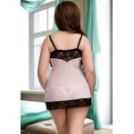 plus size-080 Nine X Sexy Mesh with Lace panels Plus Size Lingerie 12-22 L-5XL Black Babydolls-Nine X