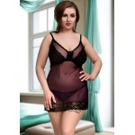 plus size-080 Nine X Sexy Mesh with Lace panels Plus Size Lingerie 12-22 L-5XL Purple Babydolls-Nine X