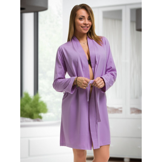 plus size-2107 Cotton Robe Lilac S-6XL 8-24 New Arrivals-Nine X