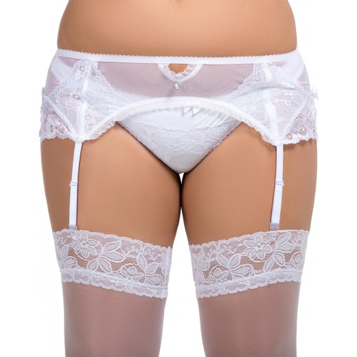 plus size-058 Garter belt White S-8XL Garter Belts-Nine X