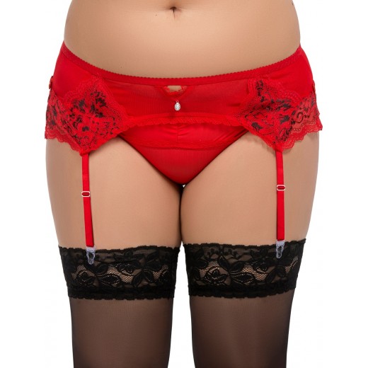 plus size-058 Garter belt Red S-8XL Garter Belts-Nine X