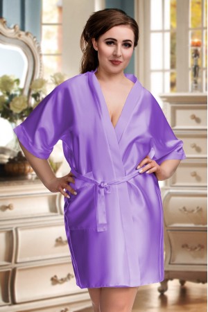 2106 Soft Satin Dressing Gown Lilac S - 7XL