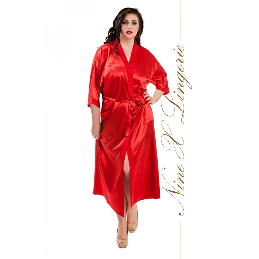 Solid Ladies Red Satin Nightgown- Luxury Long Length Silk Satin Dress Robe,  Full Sleeve at Rs 750/piece in New Delhi