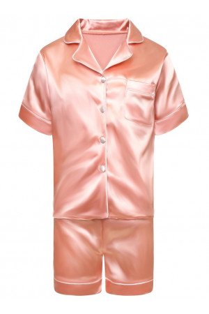 120 Nude Kids Satin Short Sleeve pj's with white piping