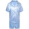 115 Light Blue satin short pj's with white piping  115 Light Blue satin short pj's with white piping