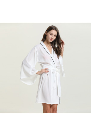 Sample pack 15a - 2025 White or Black Chiffon Kimono Robe with piping (see-through)
