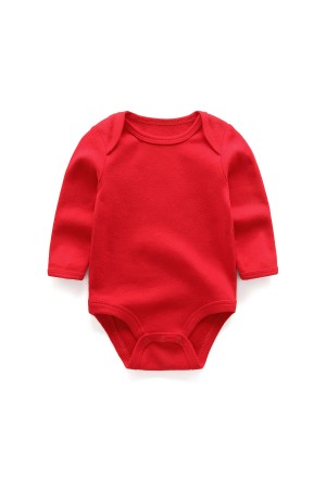 BR003 100% Cotton baby long sleeve bodysuits RED