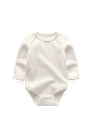 BR003 100% Cotton baby long sleeve bodysuits WHITE