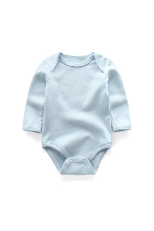 BR003 100% Cotton baby long sleeve bodysuits BLUE