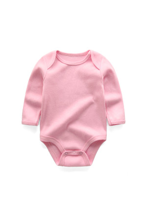 BR003 100% Cotton baby long sleeve bodysuits PINK