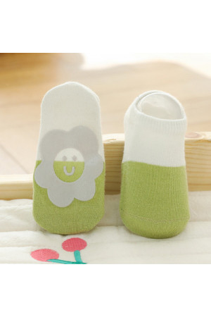 BS001 non slip baby socks organic cotton GREEN