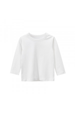 TS001 100% Cotton kids long sleeve t-shirt WHITE
