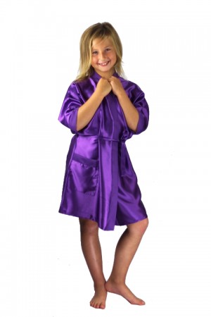 1* 3107 Purple Children Satin Robe ***Discontinued*** (no returns)