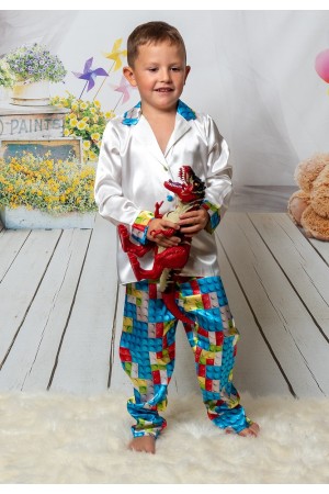 107/1 Lego Boys Girls Kids Satin Long Sleeve Pyjamas pj's Nightwear Discontinued