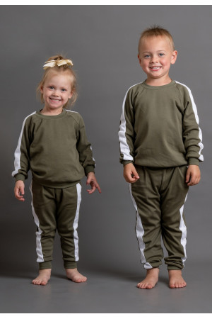 777 Khaki Cotton Tracksuit with side panel