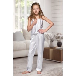 0842 White girls satin pyjama bottoms and cami top