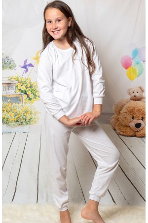 130 Kids white long pyjama set 100% Cotton