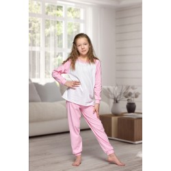 130 Kids baby pink/white long pyjama set 100% Cotton