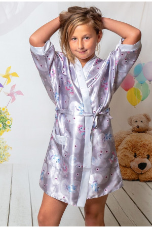 3107/2 unicorns girls satin dressing gown size 2-13yrs ***Discontinued*** (no returns)