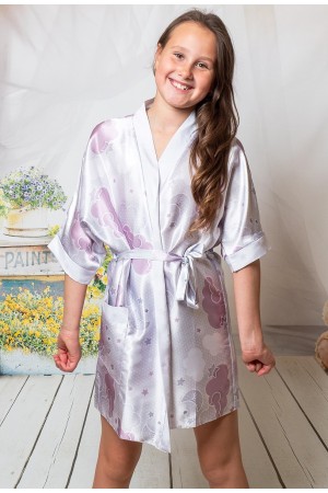 3107/3 clouds girls satin dressing gown size 2-11yrs ***Discontinued*** (no returns)