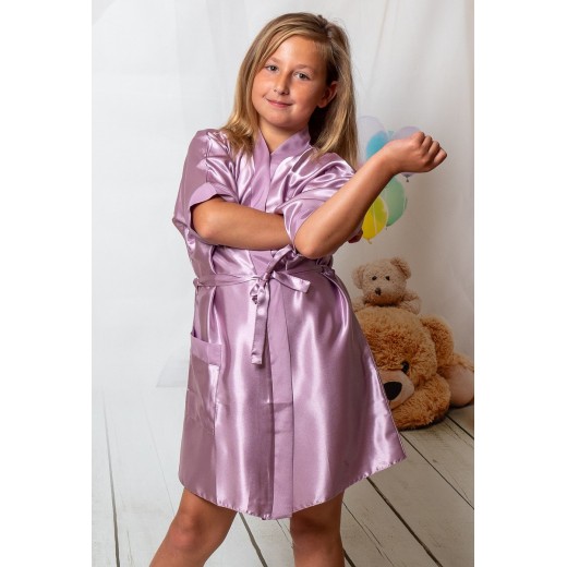 plus size-3107 Dusty Rose Children Satin Robe Dressing Gowns-Nine X