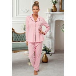 664 Women's Baby Pink Long Cotton pajama with piping