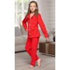 664 Kids Red Long Cotton pajama with piping 664 Kids Red Long Cotton pajama with piping