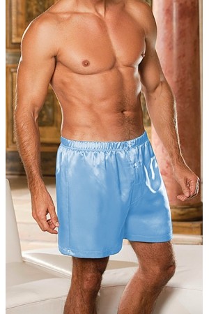 004 Light Blue Men’s Satin Boxers Shorts Plus Size S - 4XL Underwear