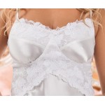 plus size-040  Manola  -White satin Babydoll with Lace Detail S-6XL Bridal Lingerie-Nine X