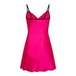 plus size-0502 Silky Satin Chemise With Sexy Side Split Hot Pink S - 5XL Babydolls-Nine X