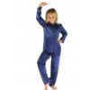 107 Navy Boys Girls Kids Satin Long Sleeve Pyjamas pj's  Nightwear