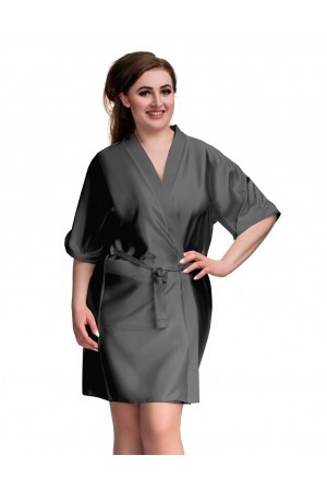 2106 Soft Satin Dressing Gown Charcoal S - 7XL ***Discontinued***
