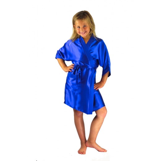 plus size-3107 Blue Children Satin Robe Dressing Gowns-Nine X