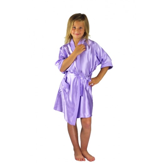 plus size-3107 Lilac Children Satin Robe Dressing Gowns-Nine X