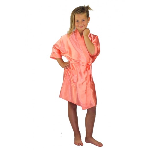 plus size-3107 Coral Children Satin Robe Dressing Gowns-Nine X