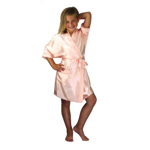 plus size-3107 Nude Children Satin Robe Dressing Gowns-Nine X