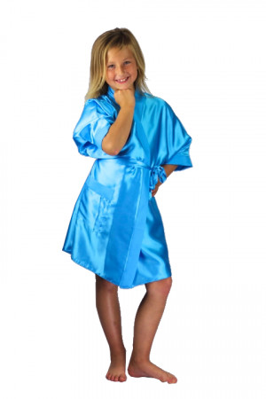 1* 3107 Turquoise1 Children Satin Robe ***Discontinued*** (no returns)