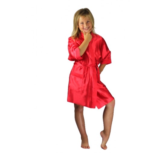 plus size-3107 Red Children Satin Robe Dressing Gowns-Nine X