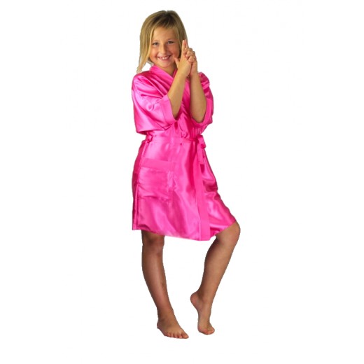 plus size-3107 Pink Children Satin Robe Dressing Gowns-Nine X