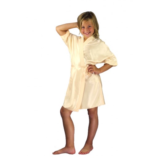 plus size-3107 Champagne Children Satin Robe Dressing Gowns-Nine X